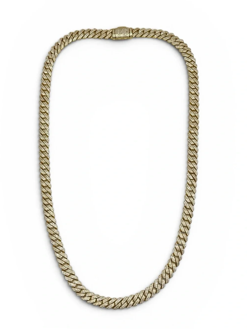 18k Gold Plated, 925 Silver, 9.OCTW Moissanite Square Miami Cuban Chain